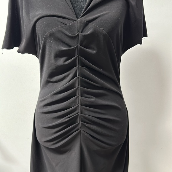 White House Black Market elegant slimming black midi dress size large. - Picture 10 of 11